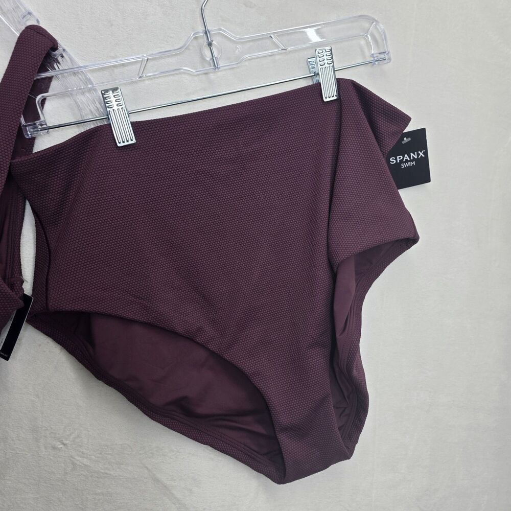 Spanx Pique Longline Flounce Swim Top Shaping Cheeky Bikini Bottom Size 2x/1x - Picture 3 of 13